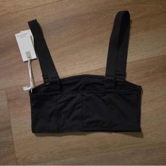 Good‎ American Black Square Neck Compression Swim Top NWT